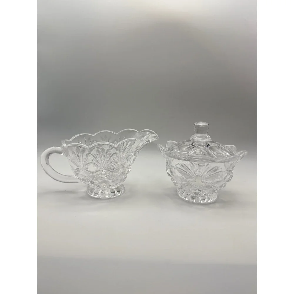 Shannon Crystal Designs of Ireland Cut Glass Creamer and Lidded‎ Sugar Bowl Set